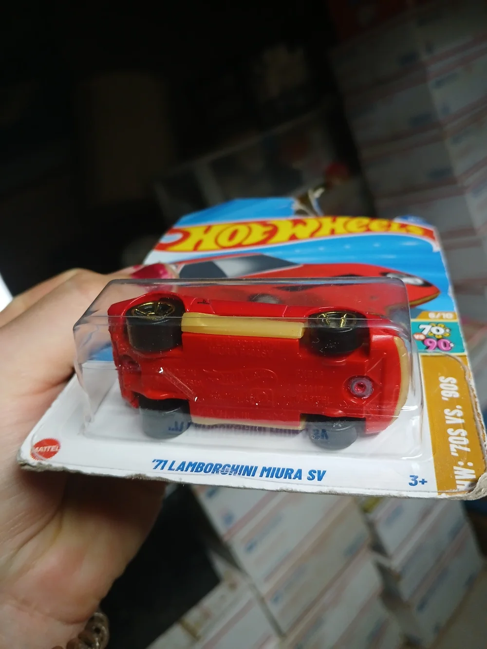 1:64 scale red Hot Wheels '71 Lamborghini Miura SV from the 2025 HW: '70s vs. '9